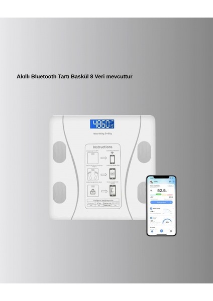 Bluetooth Akıllı Tartı – 8 Fonksiyonlu Dijital Baskül, 180 kg Kapasiteli modelleri