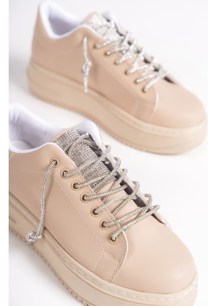 Della Bağcıklı Ortopedik Taban Taşlı Kadın Sneaker Spor Ayakkabı Ctt - Ten fırsatları