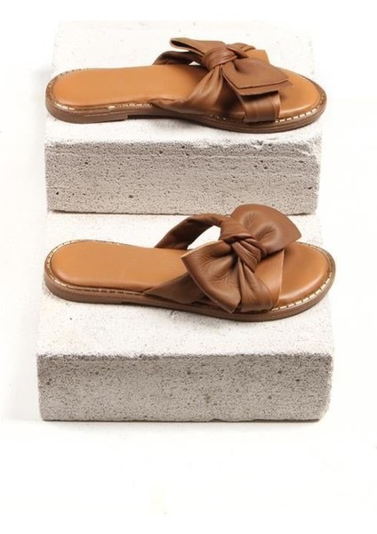 131702 Fiyonk Detaylı Terlik Hakiki Deri Taba fırsatları