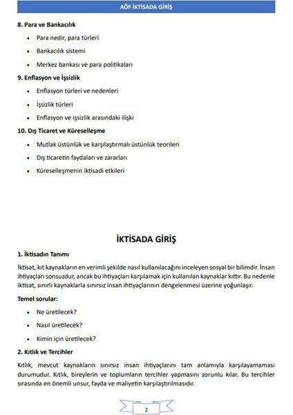 Aöf Iktisada Giriş Kitabı modelleri