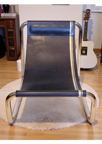 Elysee Blue Deri Oturaklı Berjer