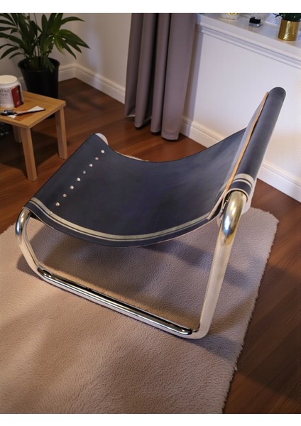 Elysee Blue Deri Oturaklı Berjer