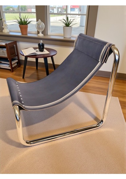 Elysee Blue Deri Oturaklı Berjer