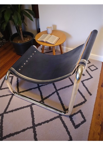 Elysee Blue Deri Oturaklı Berjer