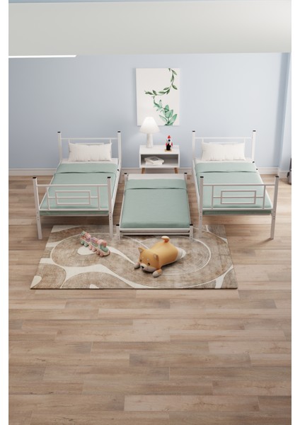 Defne Yavrulu Genç Çocuk Yatak Odası Metal Ranza ve Karyola Beyaz fiyatları