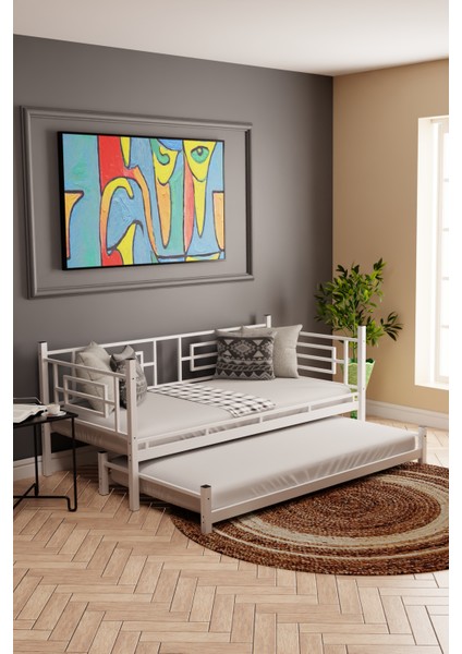 Defne Yavrulu Genç Çocuk Yatak Odası Metal Ranza ve Karyola Beyaz fırsatları