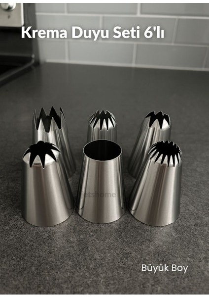 Büyük Boy 6’lı Yıldız Uçlu Krema Duy Seti – Pasta, Cupcake ve Kurabiye Süsleme Uçları fiyatları