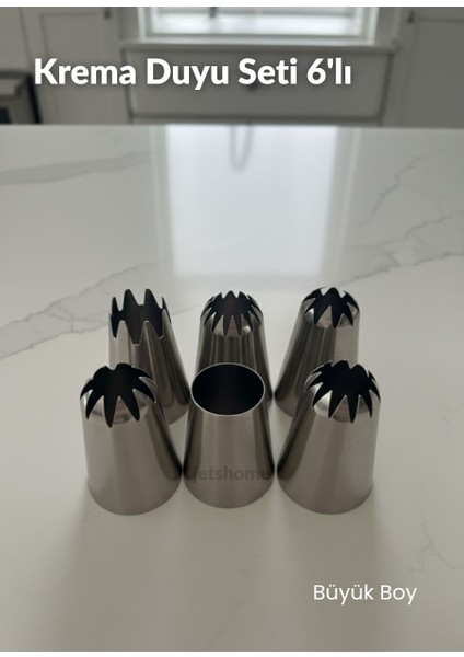 Büyük Boy 6’lı Yıldız Uçlu Krema Duy Seti – Pasta, Cupcake ve Kurabiye Süsleme Uçları fırsatları