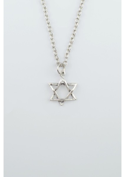 Minimal Pentagram Gümüş Kaplama Düz Zincir Kolye