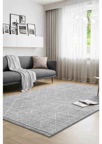 Yalın Bukle Salon Halısı Hav Vermez Mutfak Halısı Çocuk Odası Halısı Koridor 5579 Gri