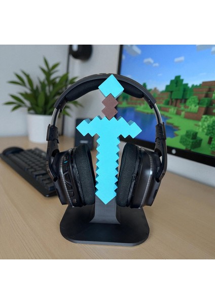 Minecraft Elmas Kılıç Temalı 3D Baskı Kulaklık Standı – Oyuncu Masa Aksesuarı fiyatları