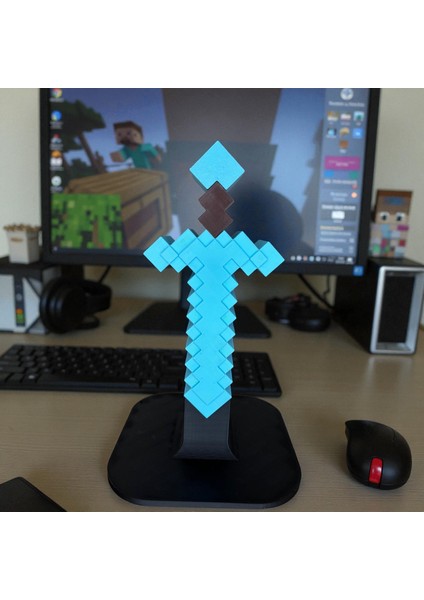 Minecraft Elmas Kılıç Temalı 3D Baskı Kulaklık Standı – Oyuncu Masa Aksesuarı fırsatları