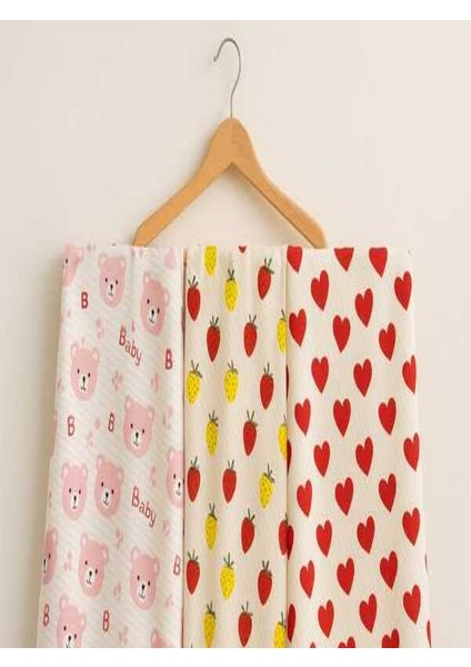 Çok Amaçlı Muslin Örtü & Battaniye 3'lü Set %100 Pamuk 80X90 cm