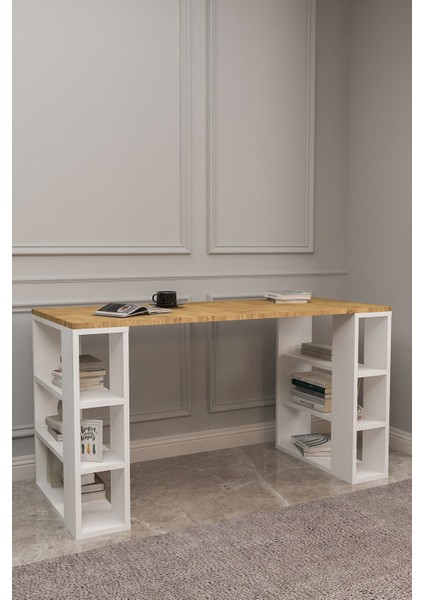 Dekoratif Çalışma Masası,6 Bölmeli Bilgisayar MASASI,130CM Pc Masası modelleri