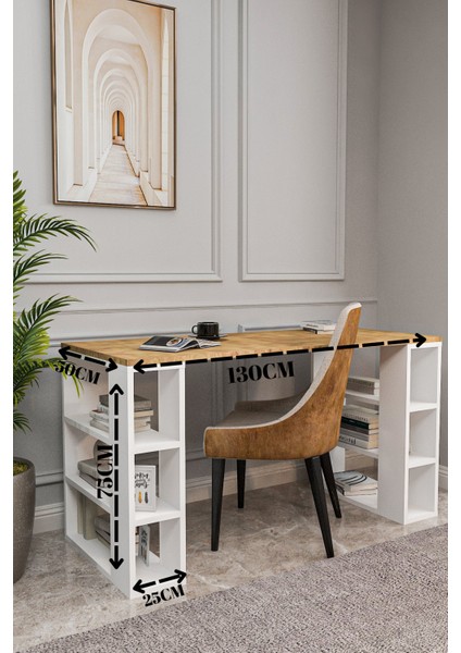 Dekoratif Çalışma Masası,6 Bölmeli Bilgisayar MASASI,130CM Pc Masası fırsatları