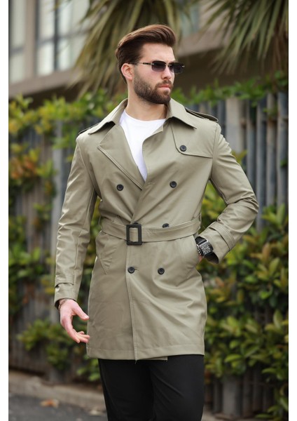 Uzun Beli Kemerli Apoletli Deri Trençkot & Pardesü indirimleri