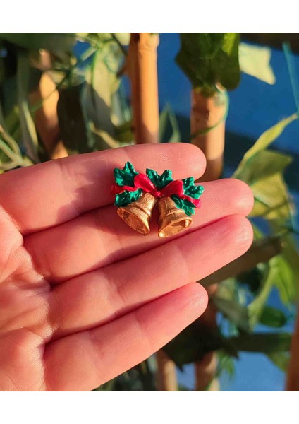 El Yapımı Golden Christmas Bells Minimal Yılbaşı Küpe - Şık ve Özgün, Yılbaşı, Hediye, Yeniyıl modelleri