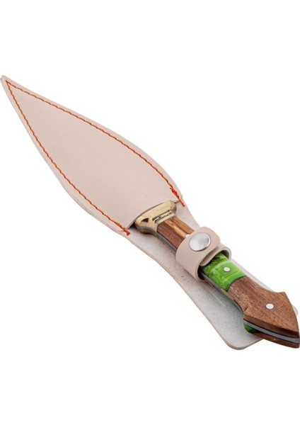 Çift Ağızlı Çerkez Bıçağı - Deri Kılıflı - Epoksi Sap - Büyük - Yeşil modelleri