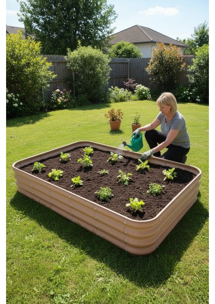 Modüler Yükseltilmiş Bahçe Yatağı Yükseltilmiş Sebze Yatağı No:10 (165X110) Bej