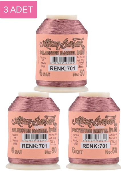 3 Adet Altınbaşak Oya ve Dantel Ipi 20 gr - Royaleks - No: 701
