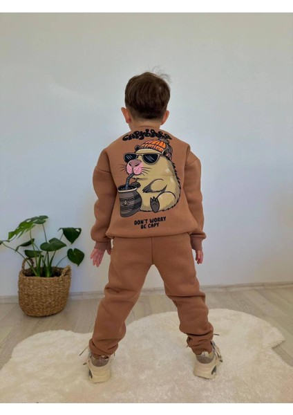 Çizgi Karakter Detaylı 3 Ip Şardonlu Kışlık Erkek Çocuk Alt Üst Takım fiyatları