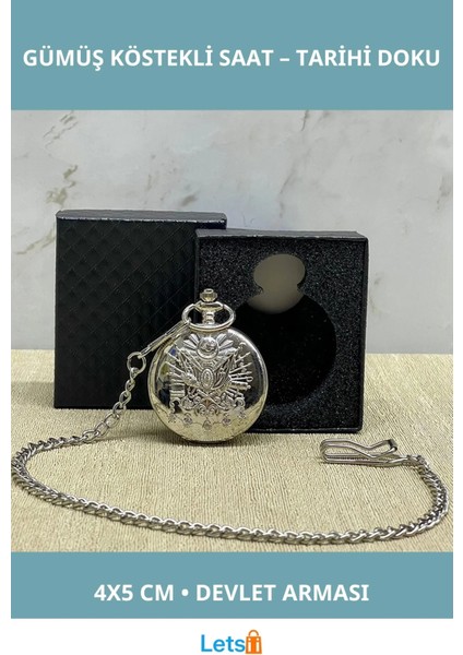 Özel Kutulu Osmanlı Devlet Arması Gümüş Köstekli Saat