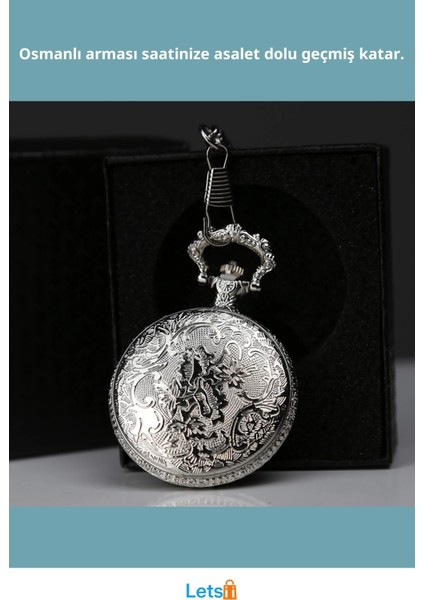 Özel Kutulu Osmanlı Devlet Arması Gümüş Köstekli Saat fiyatları
