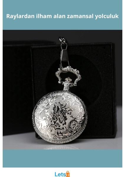 Özel Kutulu Tren Temalı Gümüş Köstekli Saat fiyatları