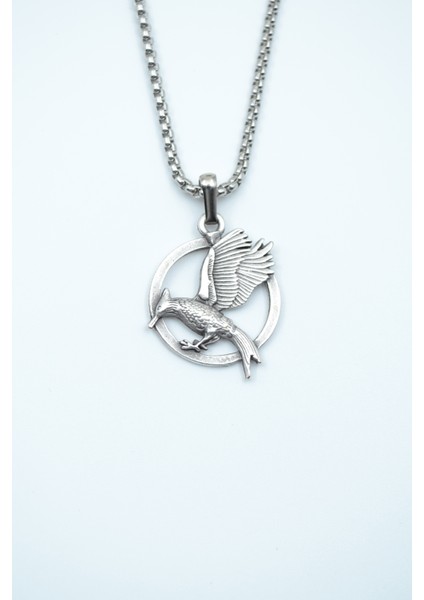 Alaycı Kuş Gümüş Kaplama Örme Zincir Kolye