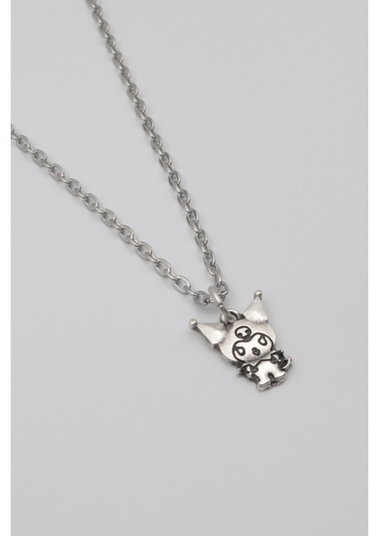Sanrio Kuromi Kolye - Düz Ezme Ithal Zincirli Unisex Gümüş Kaplama - 60 cm fiyatları