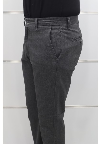 Fistan Store Erkek Çizgili Normal Bel Dar Kalıp Dar Paça Kışlık Keten Pantolon modelleri