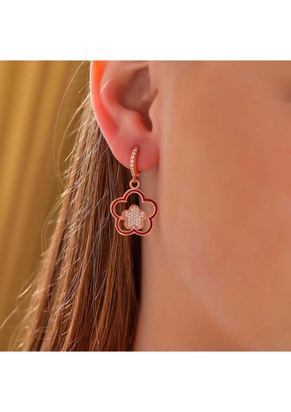 ​Gümüş Rose Sallantılı Çiçek Desenli Kadın Küpe fiyatları