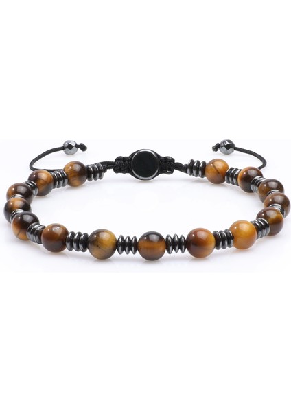 Kaplan Gözü, Hematit Doğal Taş Bileklik, Erkek Bileklik, 6mm Ipli Ayarlanabilir fiyatları