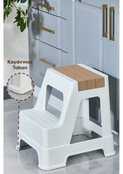 Plastik Basamaklı Tabure Kahverengi