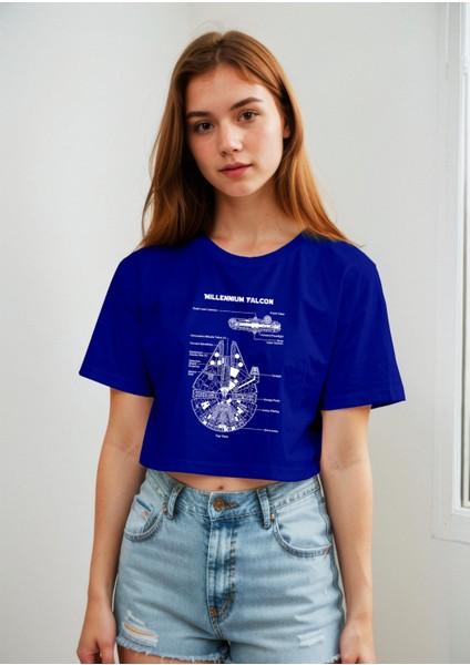 Millennium Falcon Crop Tişört - Mavi fiyatları