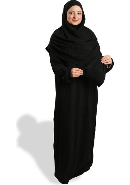 Siyah Iki Parça Namaz Elbisesi Dokuma Kendinden Desenli 2502_01 fırsatları