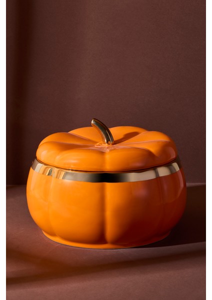 Balkabak Xxl Kapaklı Porselen Saklama Kabı 21X10.2 cm