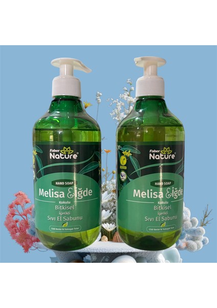 Hand Soap Melisa & Iğde - Bitkisel Esaslı Sıvı El Sabunu (500 ml Valfli Şişe) 2li Set