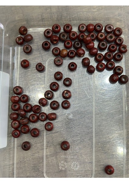 75 Adet 1 cm Bambu Bordo Delikli Boncuk