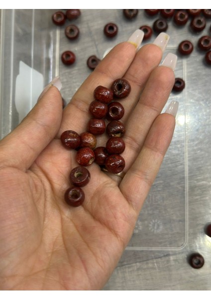 75 Adet 1 cm Bambu Bordo Delikli Boncuk modelleri