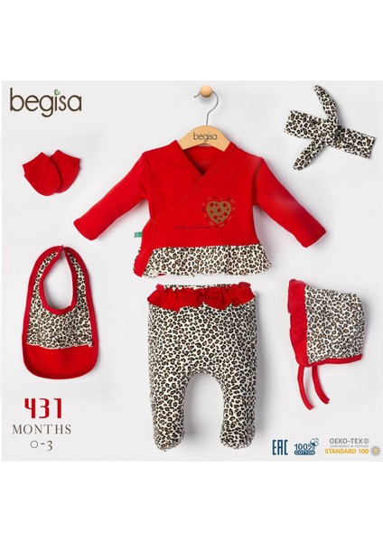 Begisa 5'li Set Leoparlı Hastane Çıkışı %100 Pamuk