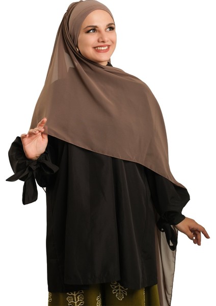 Vizon Pratik Hazır Geçmeli Bone Şal Şifon Düz 2506_10