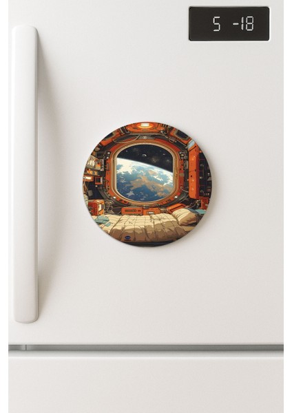 Desenli Temalı Yuvarlak Buzdolabı Magnet – 10X10 cm Dünya Manzarası