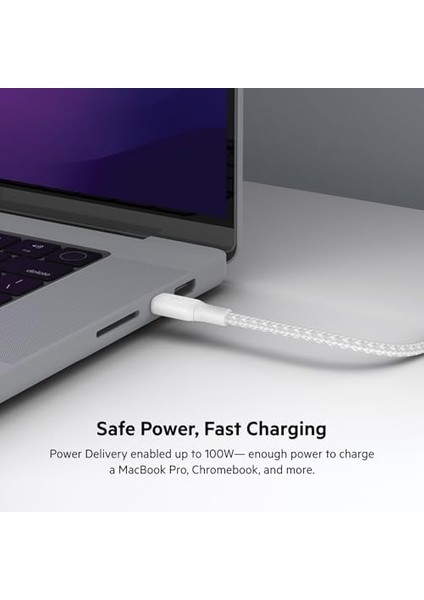 Usb-C - Usb-C Kablosu, 100 W Güç Dağıtımı iPad Pro, Macbook, Galaxy ve Diğer Aygıtlar Için Çift Örgülü Naylon Kılıflı Usb-If Sertifikalı 2.0 Şarj Kablosu (2 M) Beyaz fiyatları
