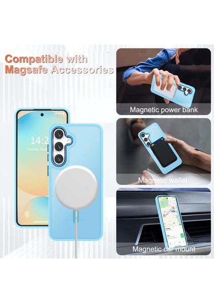 Samsung Galaxy A56 Uyumlu Ekran Koruyuculu Kılıf Magsafe Sarj Destekli Kamera Çıkıntılı Mat Kapak
