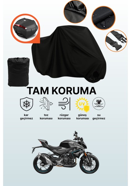 Siyah Arka Çanta Uyumlu Cfmoto 450NK Uyumlu Motosiklet Brandası, Koruyucu Örtü