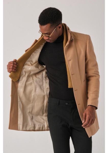 Erkek Kaşe Kaban – Çıkartılabilir Fermuarlı Ribanalı Yaka, Slim Fit Italyan Kesim, Şık ve Fonksiyonel Bej, Taba, Kahverengi, Gri, Siyah