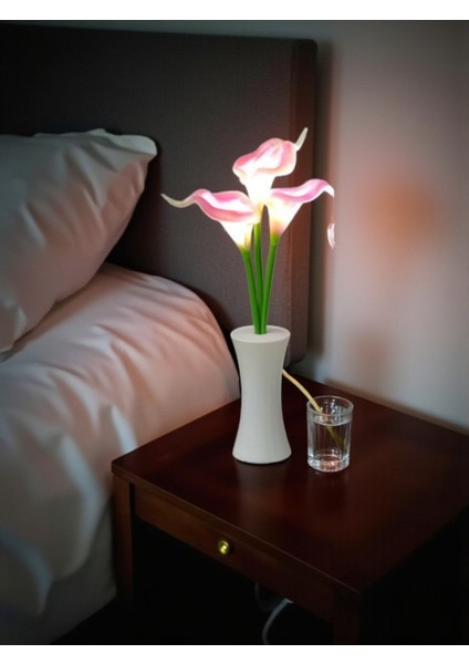 Pembe Zambak Tasarımlı Dekoratif LED Işıklı Lamba modelleri