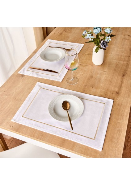 Soft Stripe 2'li Amerikan Servis - Ekru - 34X50 cm