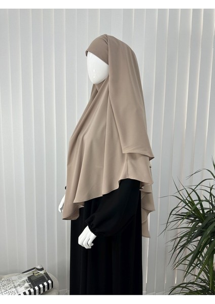 Iki Katlı Hazır Sufle Esarp Medine Ipegi Hac ve Umre Için Uygundur Bej Jilbab,abaya,hijab ) fiyatları